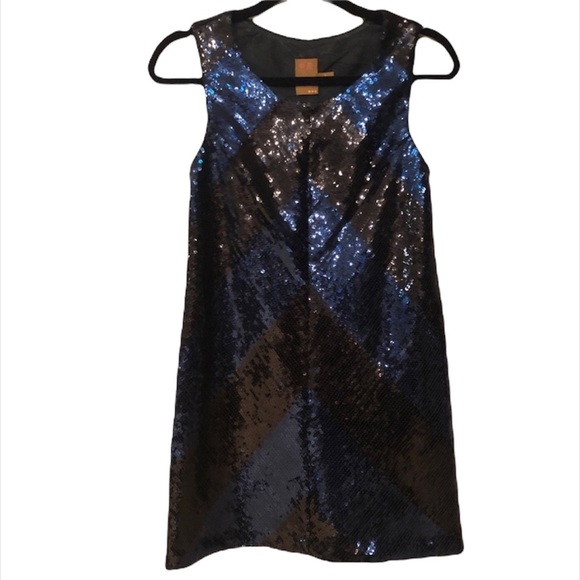 Ali Ro Black & Blue Sequin Sleeveless Shift Dress Size 6 Swiftie Reputation Era - Picture 1 of 9